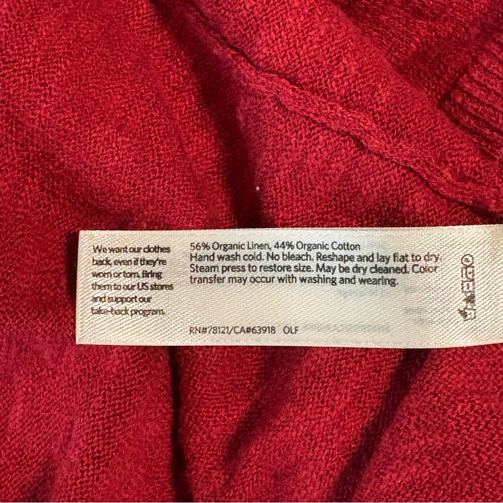Eileen Fisher Linen Cotton Red Open Cardigan - Size XL Organic Cranberry Red - Picture 9 of 9